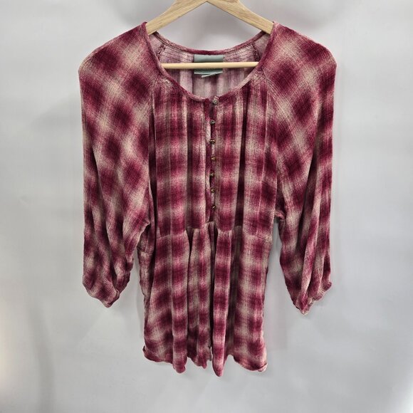 Anthropologie Tops - Maeve by Anthropologie Red Plaid Short Sleeve Top